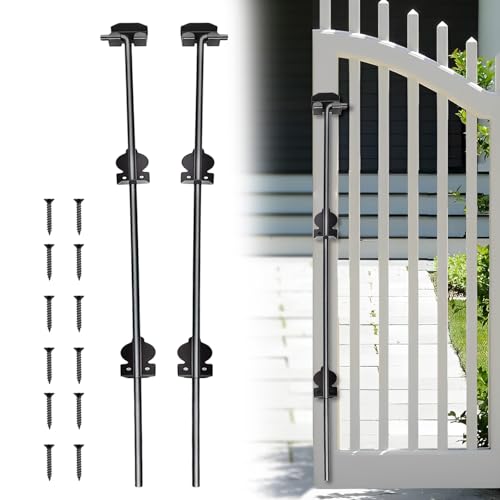 36" Gate Drop Rod for Double Gate,Heavy Duty Cane Bolt Drop Rod Hardware Ground Latch for Wooden Fences,Rust-Resistant Galvanized Steel Chain Link Fence Gate Latch - size: 36" (2 PACK)