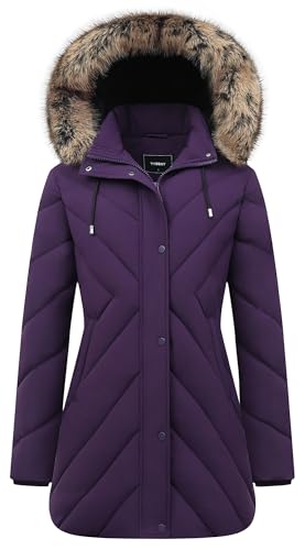 Women's Winter Coat Long Puffer Jacket - Waterproof Warm Thickened Snow Coat for Women - color: Purple, size: Small