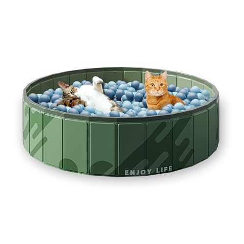 AGGER Cat Ball Pit - 32" Sturdy & Foldable Playpen for Cats, Reinforced Frame for Active Play - Indoor/Outdoor, Holds 400+ Balls (Sold Separately)