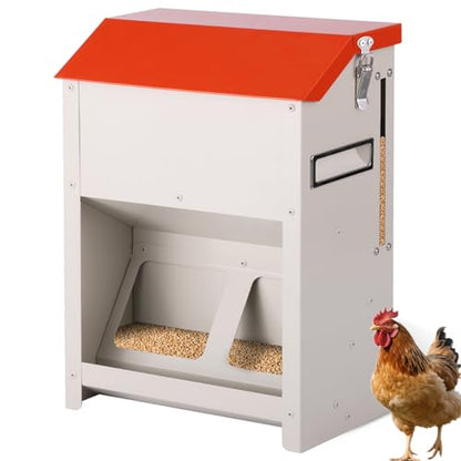 10LB Wall Mount Chicken Feeder, Hanging Poultry Food Dispenser No Waste No Spill for Chickens Ducks Coop Supplies (No Assembly)