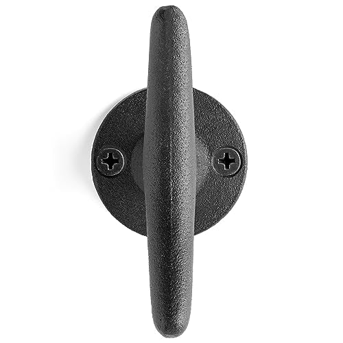 Cast Iron Coat Hooks - Boat Cleat Nautical Marine Entryway Decor Multi-Purpose Hat Towel Hanging Hook - Durable & Rust-Resistant - Includes Mounting Hardware - 4 Pack (Small, Black) - style: Boat Cleat Small (Black)