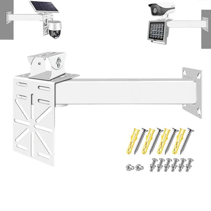 30cm/11.8” Security Camera Mount Bracket with L-Shaped Adapter Plate, Indoor Outdoor Heavy Duty CCTV Bracket for Dual Cameras/Solar Panel/LED Light, Built-in Cable Management