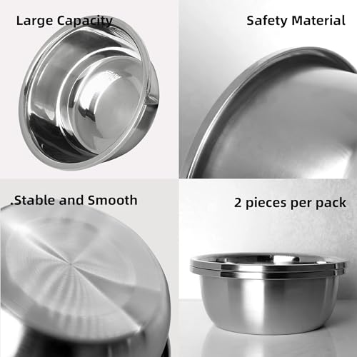 Stainless Steel Large Dog Bowl Set of 2, with 176 oz (24cup) High Capacity Metal Dog Food Bowls,Desirable Water and Food Bowls for Large, X-Large, and Giant Dogs,Heavy Duty, BPA-Free