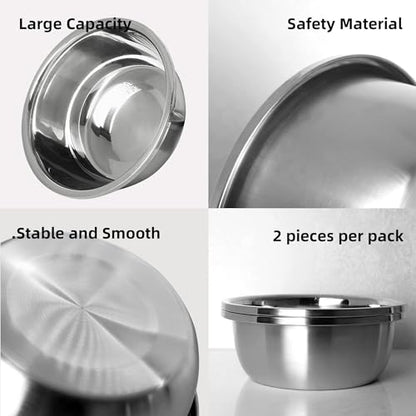 Stainless Steel Large Dog Bowl Set of 2, with 176 oz (24cup) High Capacity Metal Dog Food Bowls,Desirable Water and Food Bowls for Large, X-Large, and Giant Dogs,Heavy Duty, BPA-Free