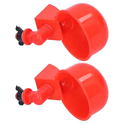 Zerodis Poultry Breeding Supplies Water Cup Red Plastic Drinking Bowl with Leak Proof Design for Poultry Bird 2pcs Automatic Chicken