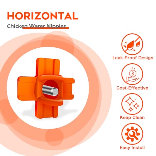 Eggluuz Chicken Waterer Nipple Horizontal Side Mount Automatic Nipples Drinker for Chickens 8 Pack - size: 8 Pack