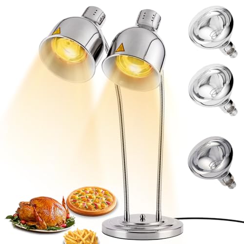 Stainless Steel Food Warmer Lamp Heat Lamp with Bulbs for Food Heating Lamp Commercial Food Buffet Warmer Lamp Restaurant Food Service - color: Silver