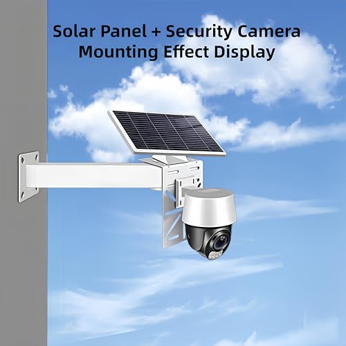 30cm/11.8” Security Camera Mount Bracket with L-Shaped Adapter Plate, Indoor Outdoor Heavy Duty CCTV Bracket for Dual Cameras/Solar Panel/LED Light, Built-in Cable Management