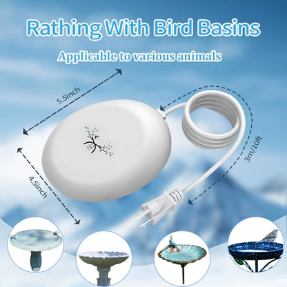 Bird Bath Heaters for Outdoors in Winter, Upgrade 10ft Cord 80w Birdbath Water Heater for Thermostatically Control, Bird Bath Pond Deicer Full-Covered Aluminum for Heated Chicken Duck Farm Trough