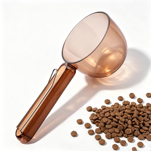 YAODHAOD Dog Food Scoop 1 Cup, Transparent Measuring Cup with Sealing Clip for Dog Cat Ferret Rabbit Bird Food,Dishwasher Safe, Accurate Portion Control (Khaki Color) - color: Khaki Color