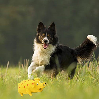 Pig Squeaky Dog Toy, 2 PCS Interactive Rubber Dog Chew Toy - Durable Latex Spot Grunting Pig Toys that Oink for Small Medium Large Dogs (Yellow, Green) - color: Yellow, Green
