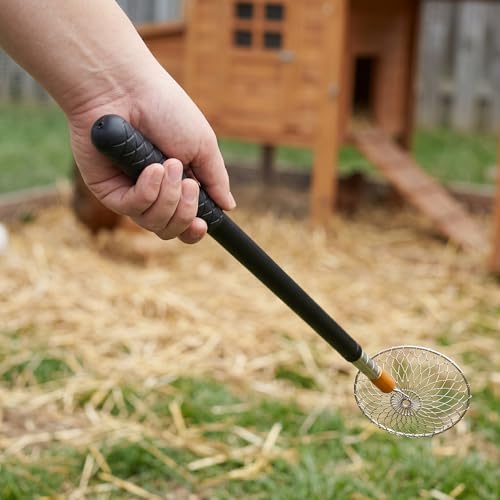 Kisangel 2pcs Chicken Egg Collecting Basket, Portable Metal Wire Holder with Telescopic Handle, Lightweight Egg Grabber for Gathering from Nest Boxes, 59 Inch Max Length