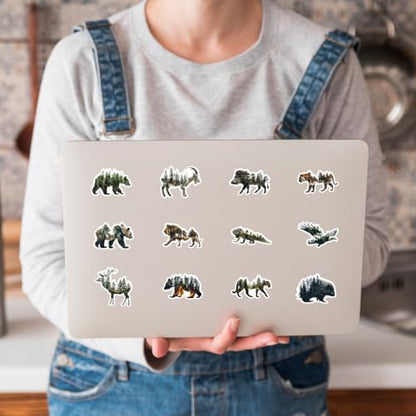 50 Pcs Nature Animal Doodle Stickers Waterproof Vinyl Decals for Water Bottle, Computer, Phone Creative Stationery Stickers Wholesale - color: Nature