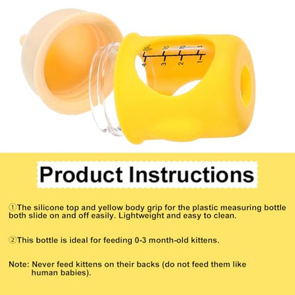 20ml Pet Nursing Bottle, Slow Flow Silicone Feeder for Newborn Puppies, Kittens & Small Animals, Easy-Grip, Anti-Leak, Easy to Clean, Yellow