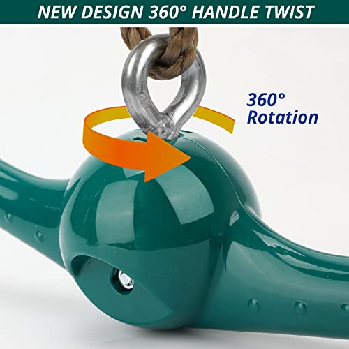YAMIPROBI Swing Spins Set: 360° Handle Twist-Spin Flips Toy - Slackline Attachments Activate Play Powers - Accessories for Kids' Playground and Backyard Fun, Green - color: Green