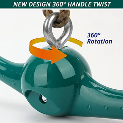 YAMIPROBI Swing Spins Set: 360° Handle Twist-Spin Flips Toy - Slackline Attachments Activate Play Powers - Accessories for Kids' Playground and Backyard Fun, Green - color: Green