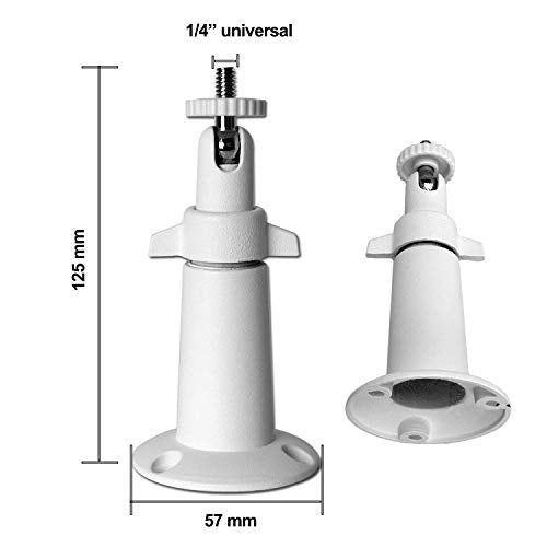 Security Camera Wall Mount Bracket (1/4'') Adjustable Indoor/Outdoor Mount Compatible with Arlo, WYZE, Amcrest, TENVIS, Faleemi, Wansview, CCTV Camera and Other Compatible Models (2 Pack / White)