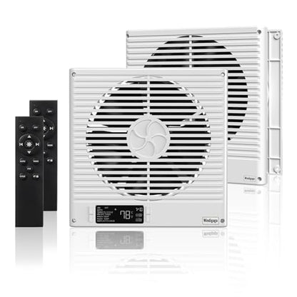 2PCS 8" Room to Room Fan with Remote, 320CFM Through Wall Air Transfer Fan with Temperature Control, Reversible Airflow Design, 10 Speeds, Quiet Balance Exhaust Vent for Bedroom, Laundry, Kitchen - color: 2PCS