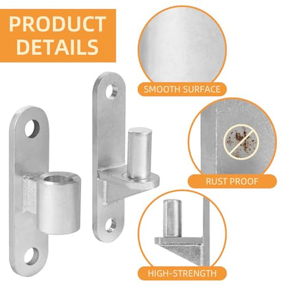 4 Set Heavy Duty Gate Hinges, Wall Mount Gate Hinges 5/8'' Pin Fence Post Hinge Set for Wooden or Concrete Fence Gate (Silver, Screws Included) - color: Silver-4 Pairs