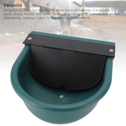 Livestock Water Bowl Automatic Water Feeder with Float Ball Green Plastic Trough 26 X 28 X 14 Cm Large Capacity for Cattle Sheep Horses Farm Use