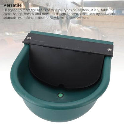 Livestock Water Bowl Automatic Water Feeder with Float Ball Green Plastic Trough 26 X 28 X 14 Cm Large Capacity for Cattle Sheep Horses Farm Use