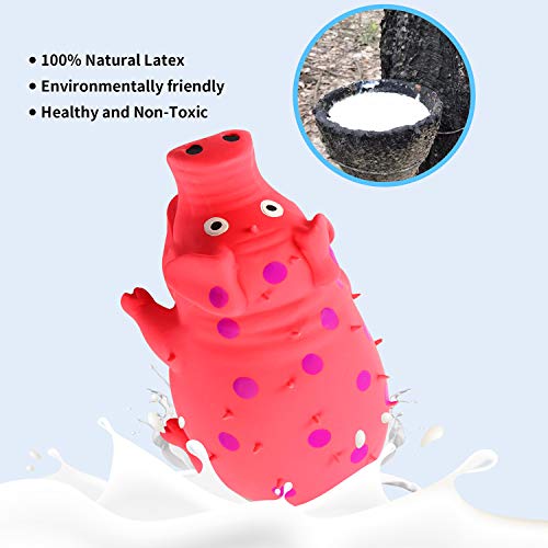 2-Pack Squeaky Pig Dog Toys - Durable Rubber Chew Toys with Oinking & Grunting Sounds for Small, Medium & Large Dogs - Interactive Latex Puppy Toy Set - color: Pink, Yellow