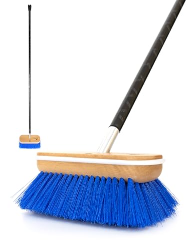 BLUEWING 4ft/6ft/8ft Heavy Duty Deck Brush with Carbon Fiber Long Handle and Soft/Medium/Hard Bristle Scrubbing Washing Outdoor Boat Cleaning Brushing Tools - color: Blue - Medium, size: 4ft