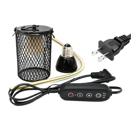 Chicken Coop Heater – Reptile Heat Lamp Guard, Metal Shade Cover, Anti Bite Safety Net | Ventilated Heating Cage Protector, Secure Mount Warming Fixture for Parrot Lizard Habitat