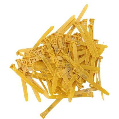 SUNGOOYUE Chicken Leg Bands, Plastic Poultry Identification Rings with Adjustable fadeless Numbered Engraving, for Duck Goose Chicken Management (Yellow) - color: Yellow