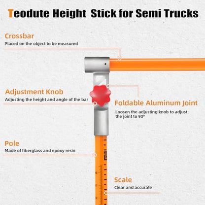 20FT Load Height Measuring Stick, Metric& Imperial, Sturdy Fiberglass Truck Height Stick with Adjustable Pole,Professional Non-Conductive Truck Height Measuring Stick for Trucks Car Haulers Trailer - size: 20FT