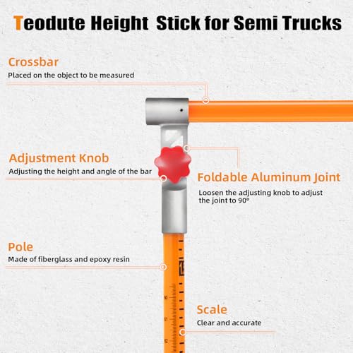 20FT Load Height Measuring Stick, Metric& Imperial, Sturdy Fiberglass Truck Height Stick with Adjustable Pole,Professional Non-Conductive Truck Height Measuring Stick for Trucks Car Haulers Trailer - size: 20FT