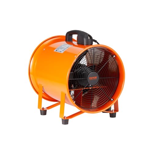 VEVOR Air Mover Blower Fan 12 Inch | 3198CFM, 585W, 33ft Flexible Duct, Industrial Portable Ventilator/Exhaust - size: 12in-33ft