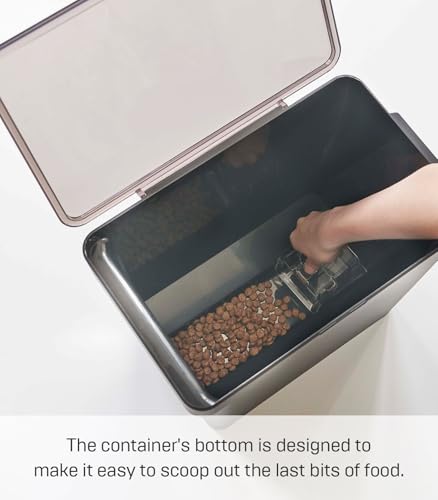 YAMAZAKI Home Tower Airtight Pet Food Storage Container - Cat And Dog Food Holder Bin With Transparent Lid And Handle - Large - Polypropylene - 15 Lbs., 3.2 Gallons, 12 Quarts - color: Black, size: Large