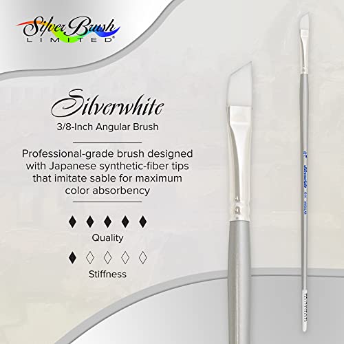 Silver Brush 1506-038 Silverwhite Long Handle White Taklon Brush, Angular, 3/8-Inch - size: 3/8-Inch
