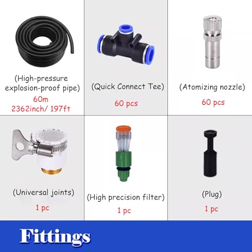 Adjustable Misting Water Irrigation Kit – 32.8ft Cooling System for Livestock & Plants, Efficient Watering Solution for Cattle, Chickens & Pigs (10m)