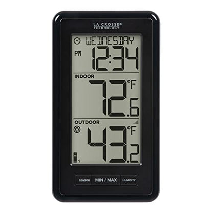 La Crosse Technology 308-43647-INT Digital Black Wireless Thermometer with Indoor Humidity, LCD - color: Black