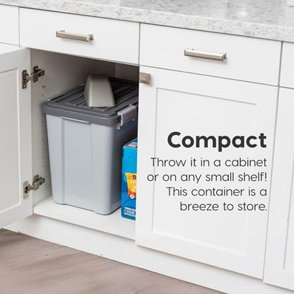 IRIS USA Stackable Dog Food Storage Container with 2 Cup Scoop, 4 Secure Latches, Fits up to 30 lbs, Pet Dry Food Bin, Gasket Seal Lid, BPA Free, Stackable, Easy Measure, Gray/Dark Gray - color: Gray/Dark Gray