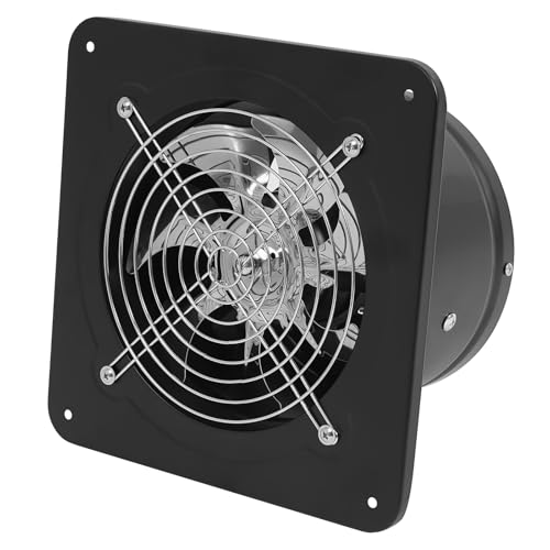 7 Inch High Airflow Exhaust Fan, 110V 50W 2800 RPM Explosion-Proof Ventilation Extractor Fan Axial Fan for Kitchen Warehouse and Workshop Black Stainless Steel - color: black,7"