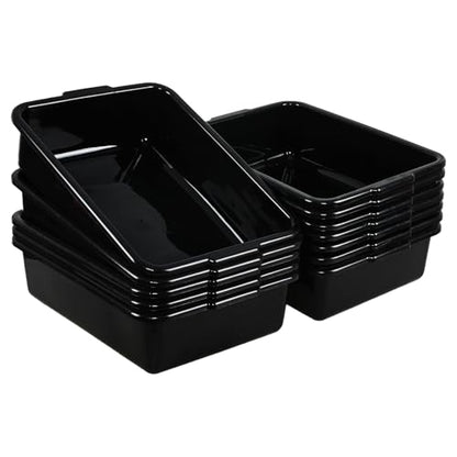 12-Pack Commercial Bus Tubs, Bus Box/Tote Box, Wash Basin Tub with Handles, Black (13 L) - size: 13 L