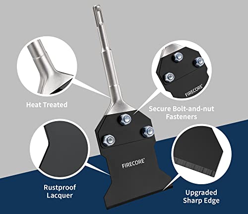 SDS Plus Floor Scraper with Replacement Blade, Firecore 4 Inch x 10 Inch Rustproof Tile Removal Tool Thin Set Remover Chisel Bits for Rotary Hammer Drill, Flooring Adhesives Remover FS23410B - style: Scraper Kit