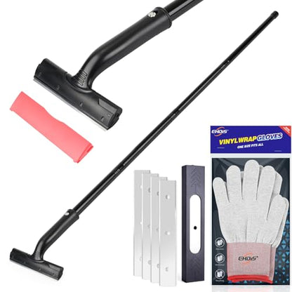 EHDIS Adjustable Razor Blade Scraper, 15''-58'' Long Handle 6" Blade Scraper Tool with 20 Double-Edge Blades for Cleaning Paint, Caulk, Adhesive,Painting Stripping Tools, Tile, Floors, Walls