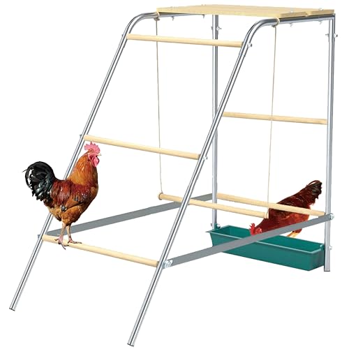Chicken Roosting Bars with Swing and Drink Trough, Roosting Bars for Chickens in Coop, Easy to Installation&Clean,Baby Chick Playground Coop Accessories(43.3' L X 19.3' W X 39.4' H)