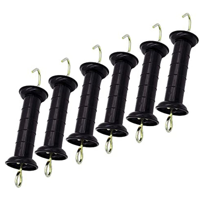 6 Pcs Plastic Electric Fence Gate Handle Insulators, Gate Handle with Spring (Black)