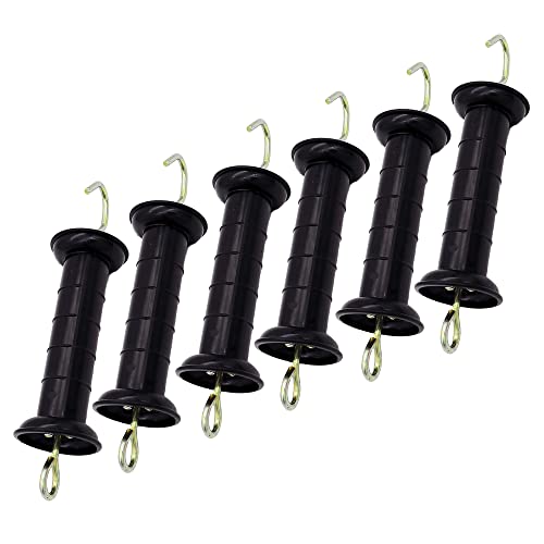 6 Pcs Plastic Electric Fence Gate Handle Insulators, Gate Handle with Spring (Black)
