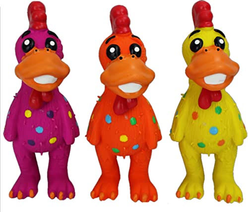 HDP Multipet Latex Squeaking MINI Toy Bundle Color:Chicken Pack of 3 - color: Chicken Pack of 3