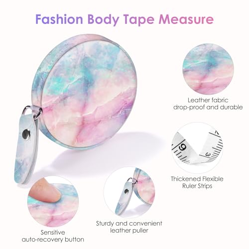Sewing Tape Measure，Colour Printed Small Retractable Soft Measuring Tape for Tailor Cloth Fabric Body Measurements. - color: Coloured Marble