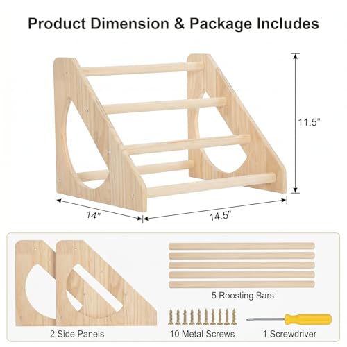 Anti-Rotation Chick Perch, Fir Wood Chicken Roosting Bar for Brooder, Heavy Duty Training Stand for Baby Chicks & Poultry, Easy to Assemble Coop Accessories
