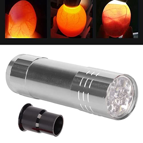 Egg Candler for Chicken Eggs, Light LED Cool Light Candler Candling Checker Lamp Incubator Chicken Lamp for Quail Goose Dark Canary All (Silver) - color: Silver