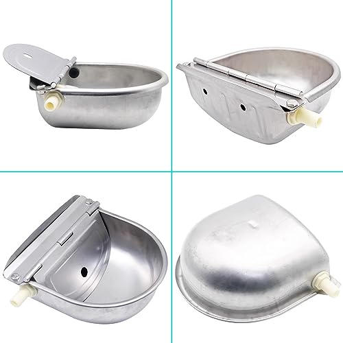 Automatic Animal Water Bowl with Float Valve, 304 Stainless Steel Livestock Water Dispenser for Dog Horse Goat Pig Cow Livestock Water Bowl Kit Includes Bowl, Pipe, 2 Valves, Quick Connector Adapter - size: Automatic Stainless Steel Waterer