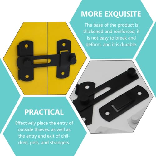 Alipis 2pcs Stainless Steel Door Latch Lock with Safety Security for Pet Cage and Barn Gate, Large Matte Black Heavy-Duty Door Buckle Suitable for Home and Outdoor Fence Use